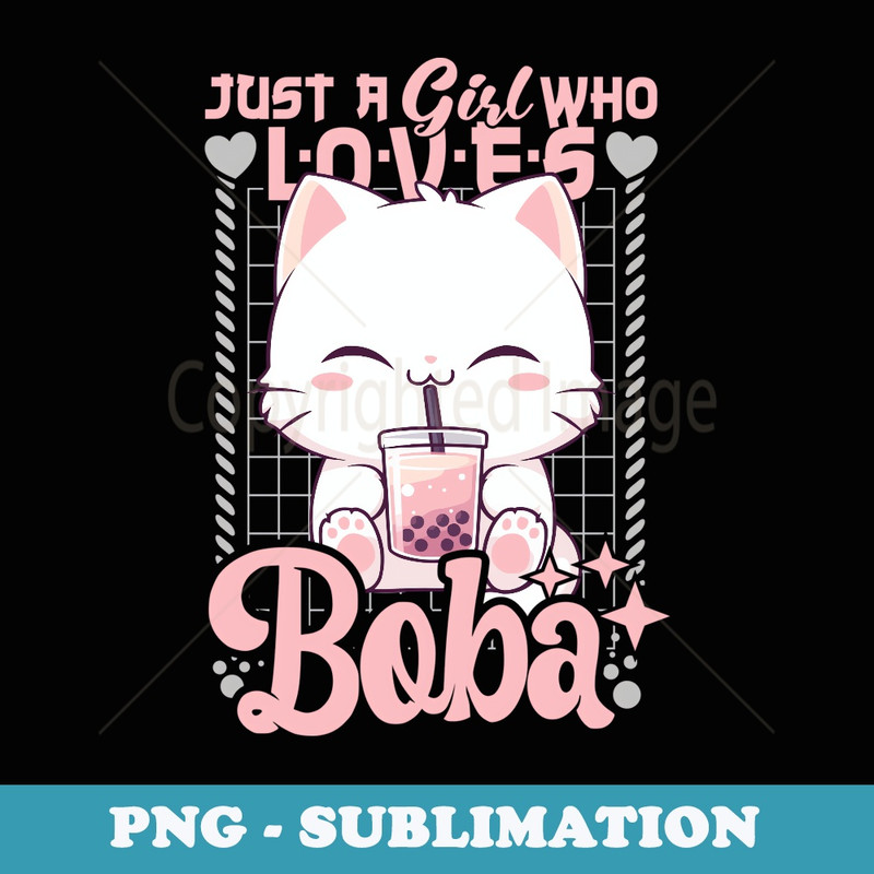 Cat Boba Kawaii Bubble Tea Cat Anime Neko Kitten Girls - Premium PNG Sublimation File