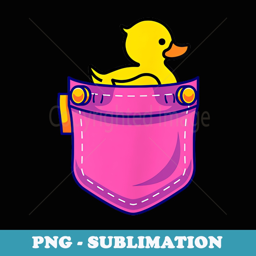 Cute Yellow Duck Cartoon Pocket Graphic s & Cool Designs - Sublimation PNG File