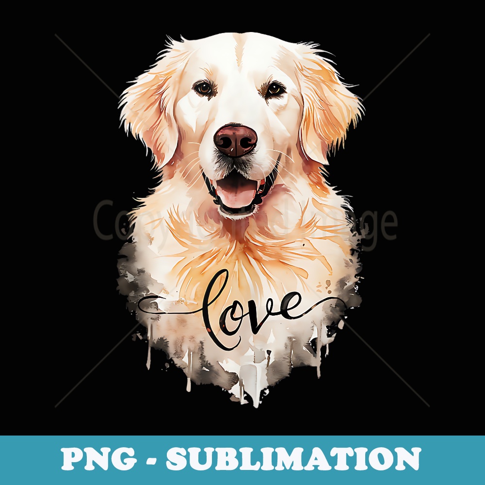 Love White English Cream Golden Retriever Mom Dad Dog Puppy - PNG Transparent Sublimation Design