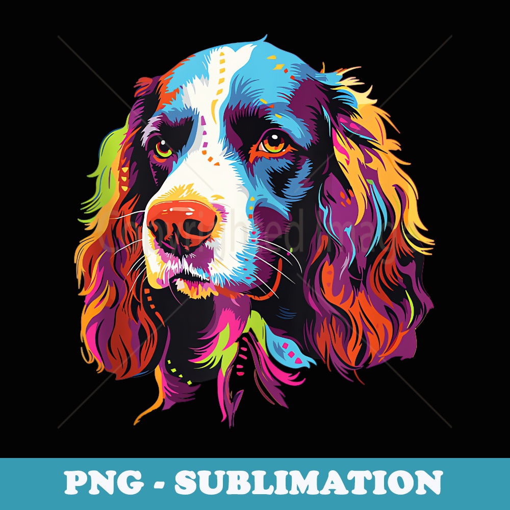Watercolor Colorful English Springer Spaniel Dog - Signature Sublimation PNG File