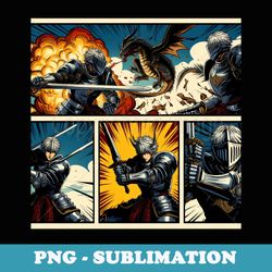 cool japanese fighters battling with a dragon anime pop art - sublimation png file