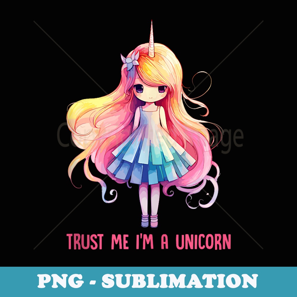 Cute Trust Me Im A Unicorn Horned Anime Otaku Girl - Unique Sublimation PNG Download