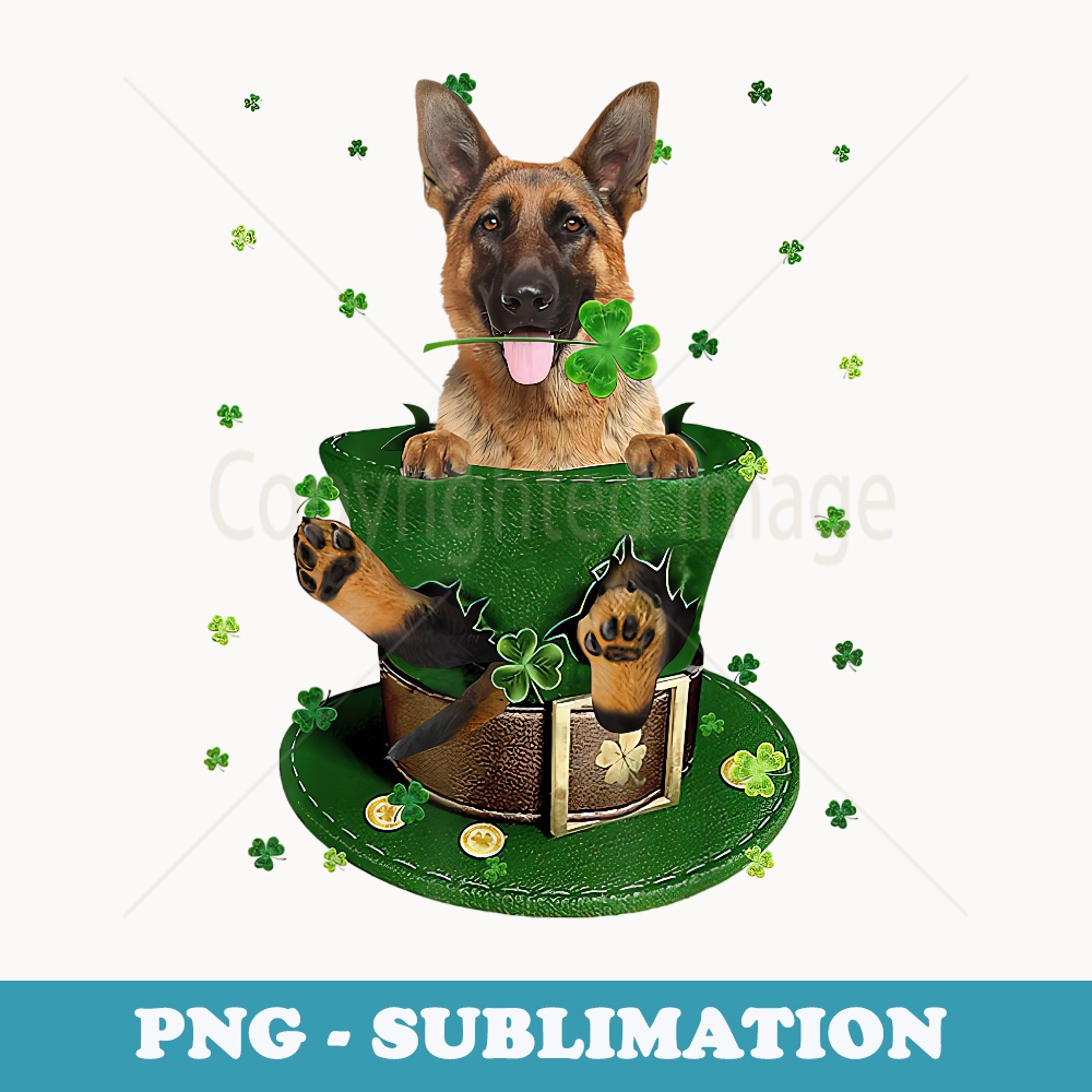 St Patricks Day Leprechaun German Shepherd Dog Shamrock - Trendy Sublimation Digital Download