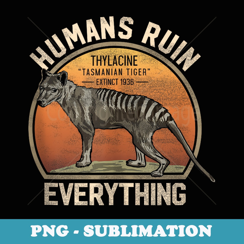 Tasmanian Tiger Thylacine T Wolf Australian Extinct - High-Resolution PNG Sublimation File