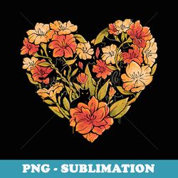 wild heart cute flowers funny cat floral plants - exclusive png sublimation download