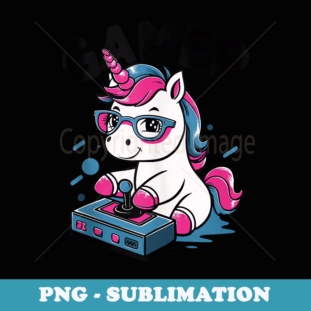 Funny Gamer Girl Unicorn Cute Gamer Unicorn Lover - PNG Sublimation Digital Download