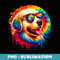 Tie Dye Sunglasses Golden Retriever Dog Illustration Art - Instant Sublimation Digital Download