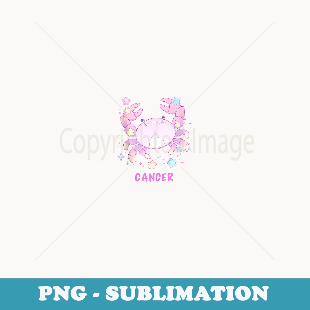 Cute Crab Cancer Zodiac Sign Kawaii Anime Astrology - Aesthetic Sublimation Digital File