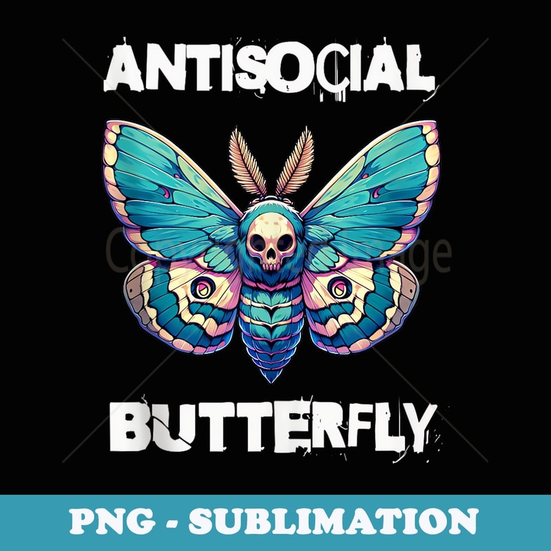 Antisocial Butterfly, Funny, with a Death Head Moth - Creative Sublimation PNG Download