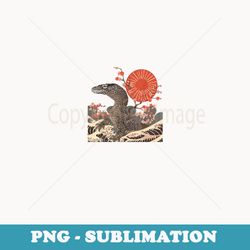 floral wildlife lizard japanese art komodo dragon - creative sublimation png download