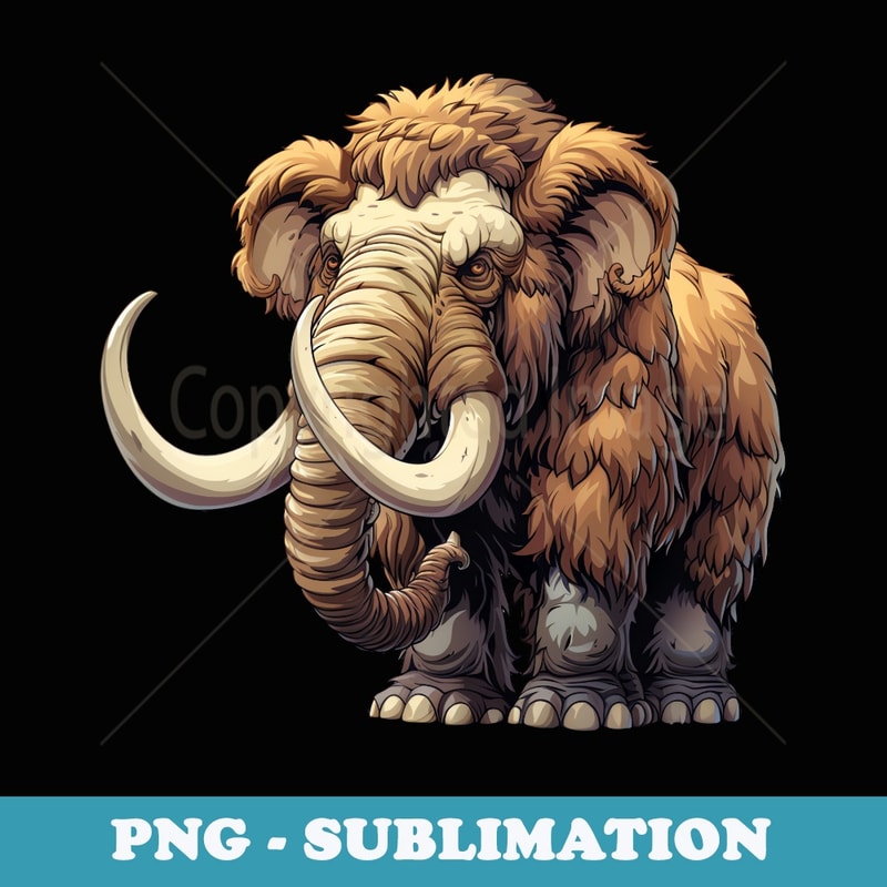 cute brown hairy anime woolly mammoth ancient animal art - Instant Sublimation Digital Download