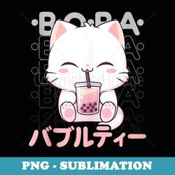 cat boba tea kawaii bubble tea cat anime neko calico cat - unique sublimation png download