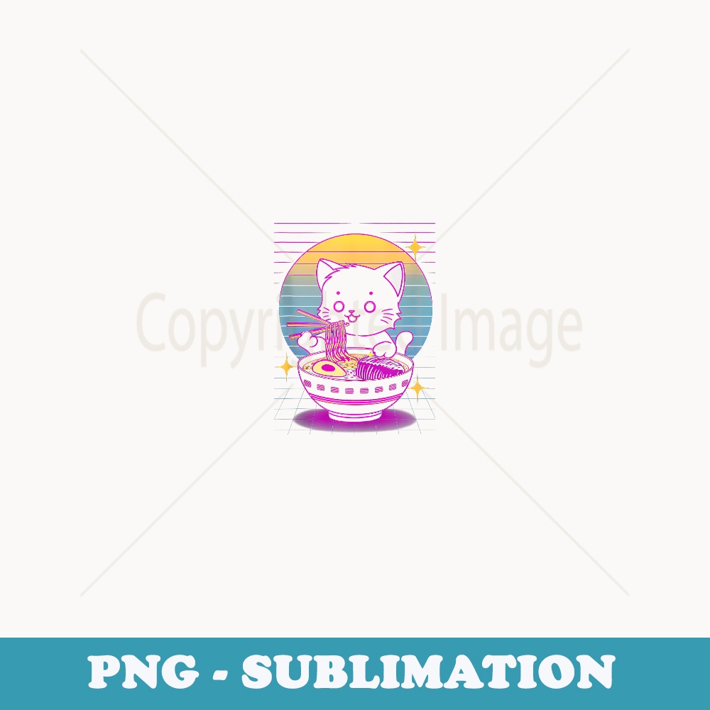 Anime Ramen Cat Retro Japanese Noodles Aesthetic Kawaii cat - Exclusive Sublimation Digital File