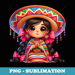 chibi mexican girl pray latina princess hope hispanic latino - instant sublimation digital download