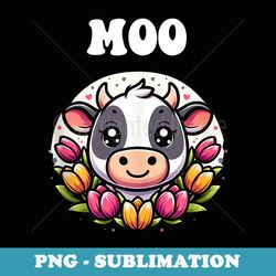 anime kawaii cute cow tulip s - png sublimation digital download