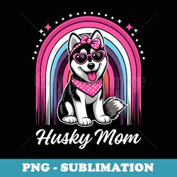 rainbow husky with sunglass and headband for mothers day - creative sublimation png download