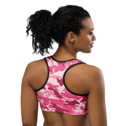 seamless camouflage pink color sports bra