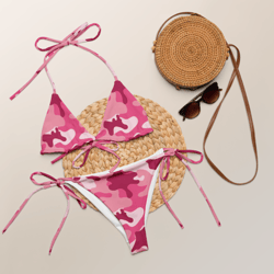 seamless camouflage pink string bikini