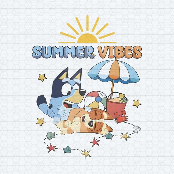 Summer Vibes Funny Bluey Bingo On Beach PNG.jpg