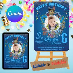 kids birthday invitation, paw patrol birthday invitation, editable and printable mobile evite, kids party invitation