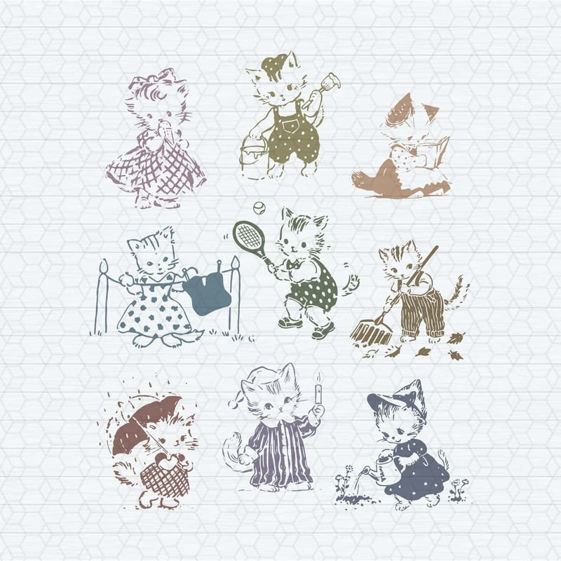 Vintage 90s Tattoo Cat Kitten Playing SVG.jpg