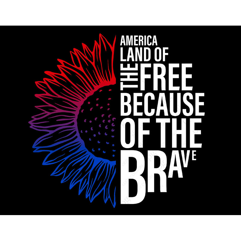 America Land Of The Free Because Of The Brave Svg Png, Sunflower Svg, 4th of July Svg, Digital Download Sublimation PNG & SVG Cricut Flie.jpg