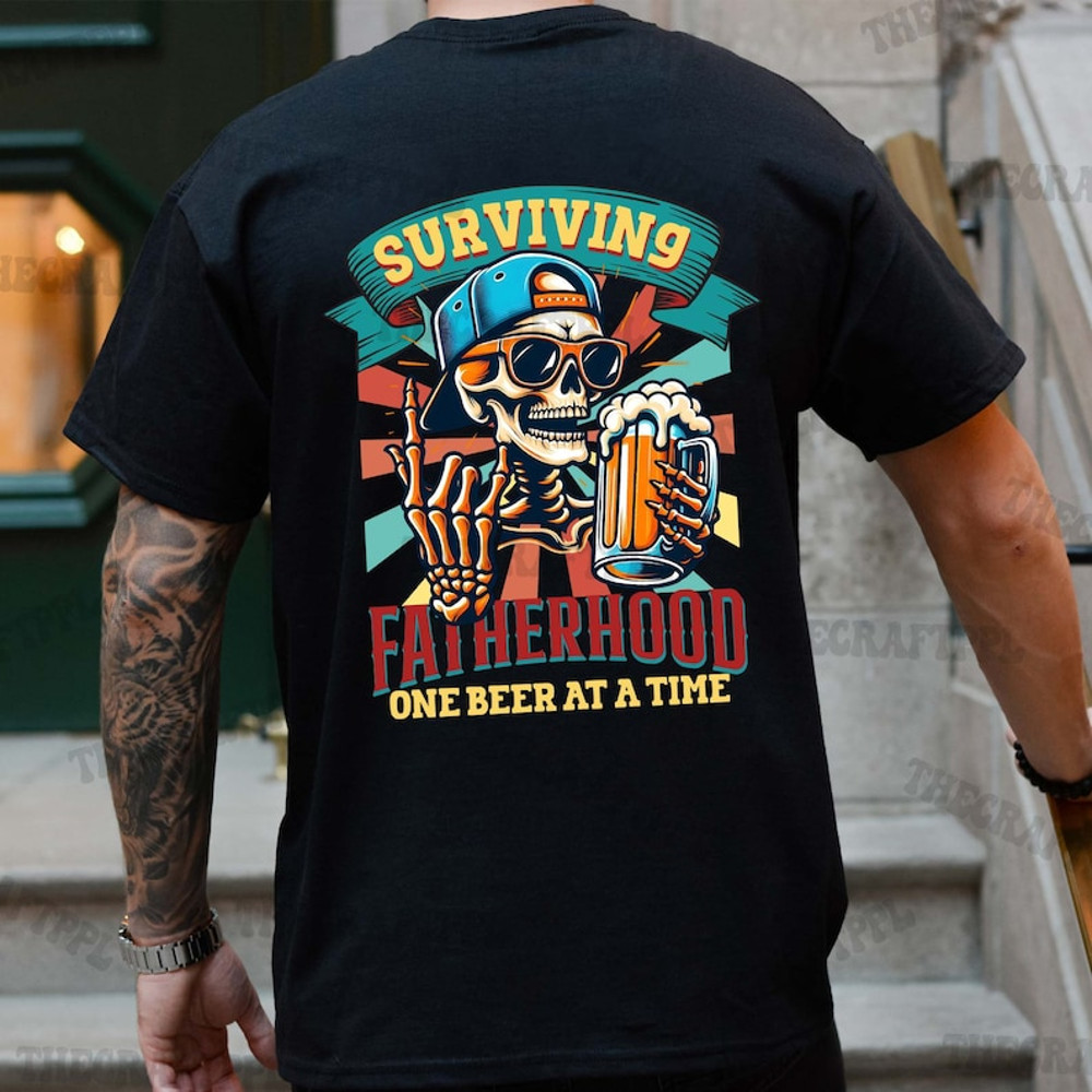 Surviving Fatherhood One Beer At A Time Png, Father's Day Png, Funny Dad Png, Birthday Dad Png, Retro Father Png, Digital Download2.jpg