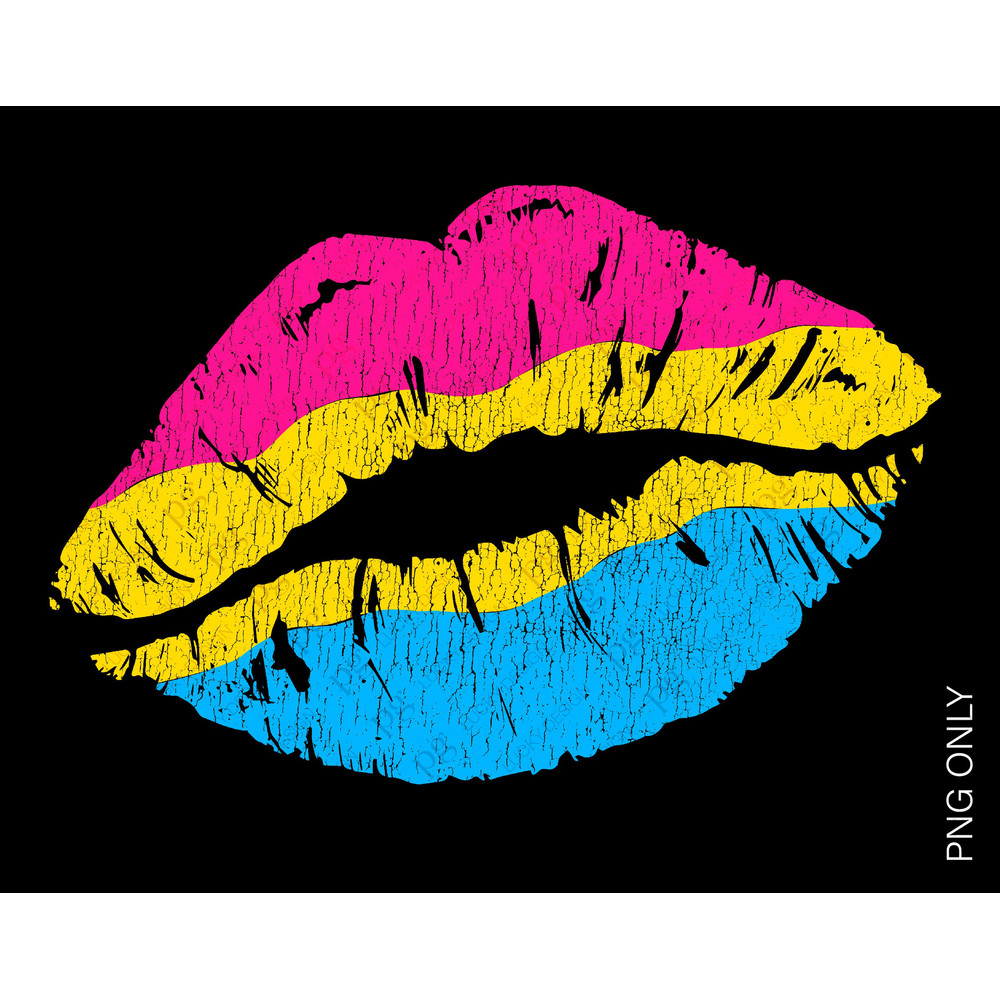 Pansexual Pride Lips Png, Lip Png, Kiss Png, Lgbt Lip Png, Pride Month, Pansexual Pride Flag Distressed Lip Digital Download Sublimation PNG.jpg