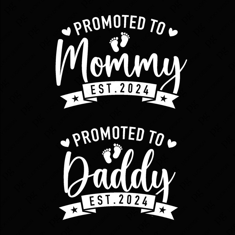 Promoted to Mommy Svg Png, Promoted to Daddy Svg Png, Est 2024 Svg, Pregnancy Announcement Svg Digital Download Sublimation PNG & SVG Cricut 1.jpg