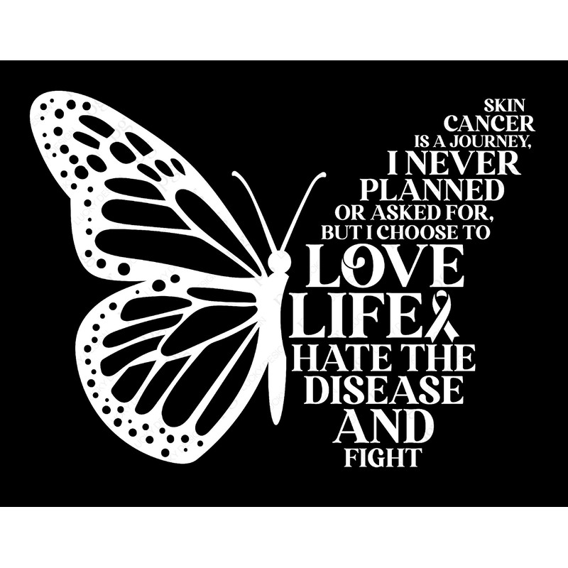 Skin Cancer is A Journey Svg Png, Black Butterfly Svg, Melanoma Cancer, Skin Cancer Awareness Digital Download Sublimation PNG & SVG Cricut.jpg