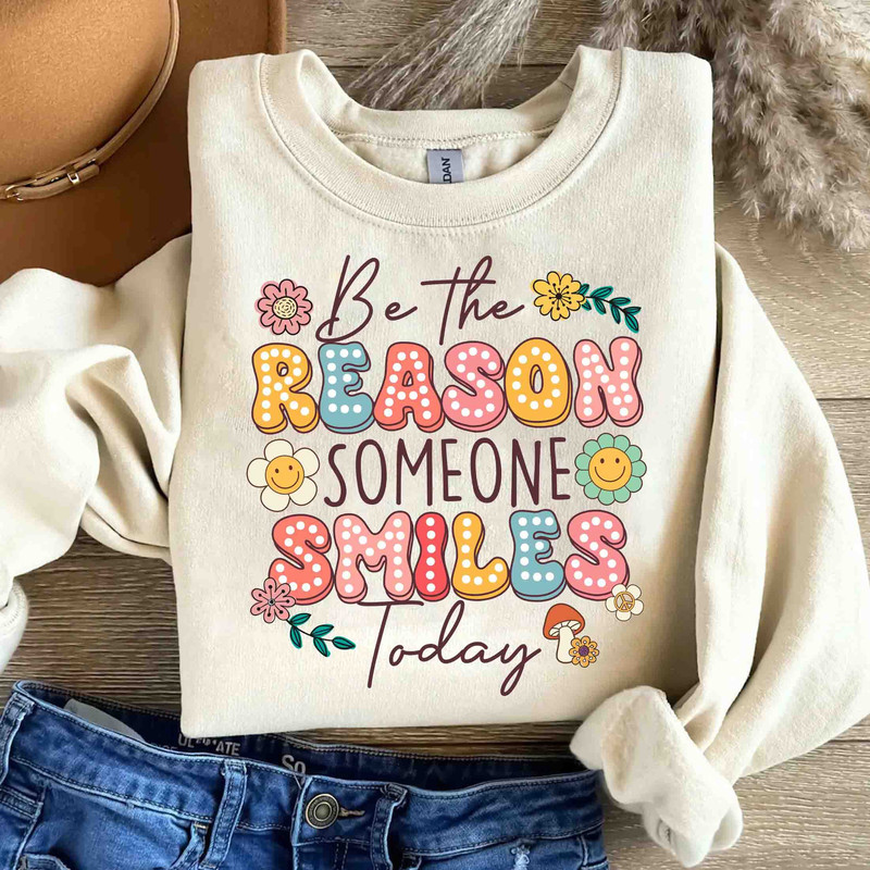 Be The Reason Someone Smiles Today Png, Mental Health Png, Positive Quotes, Sublimation Design, Motivationa Png, Flower, Bright Doodle Dots.jpg