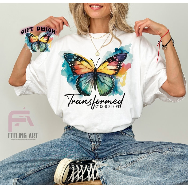 Transformed By Gods Love png, Watercolor Transformed Butterfly png, Christian png, Watercolor Christian artwork, Christian sublimation, png.jpg