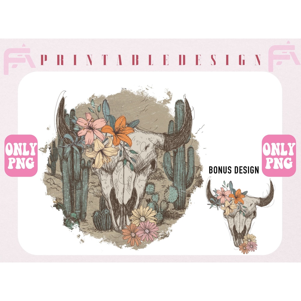 Western Desert Cow Skull Leopard Cactus PNG Sublimations, Western Sublimations, Designs Downloads, Shirt Design, Sublimation Download.jpg