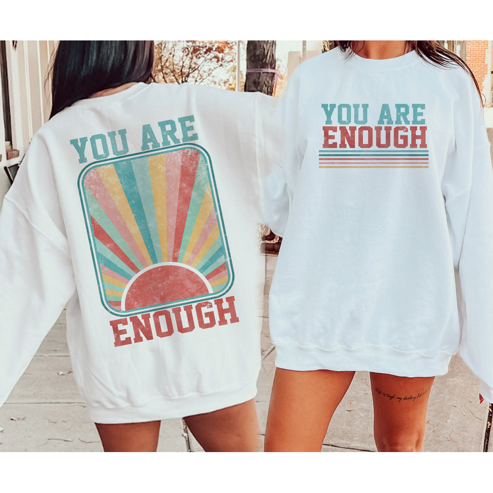 You Are Enough PNG, Trendy Summer Design png, Retro Mint sublimation, Retro png, Included 2 files, Positive quotes png, vintage Trend Design.jpg