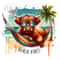 Beach Vibes Highland PNG, Summer Beach Vacation, Highland Cow Clipart, Heifer Cow PNG, Sublimation Design, Digital Download PNG.jpg