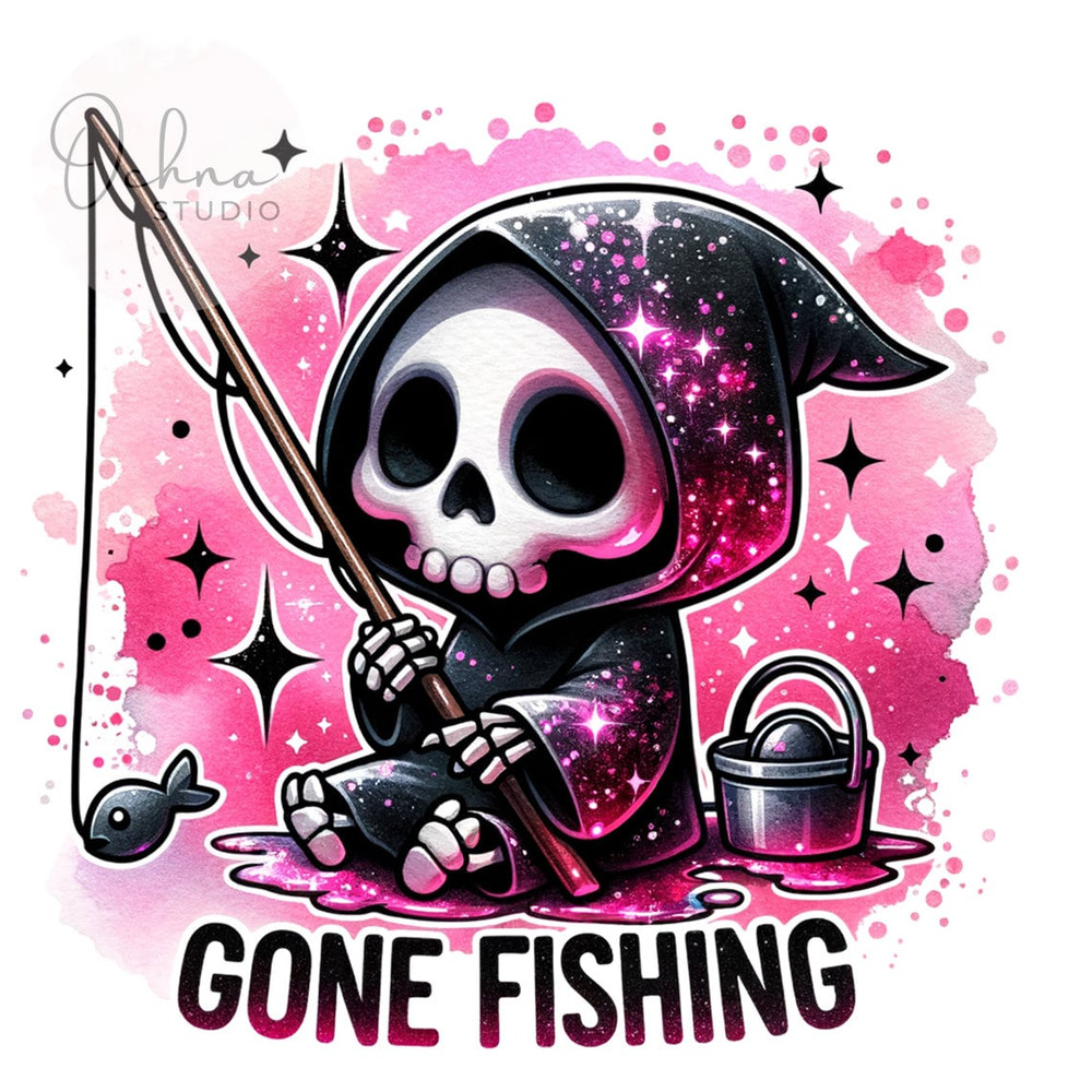 Gone Fishing PNG, Spooky Fishing Clipart, Grim Reaper Png, Skeleton PNG, fishing Png, Shirt Sublimation, Digital Download PNG.jpg
