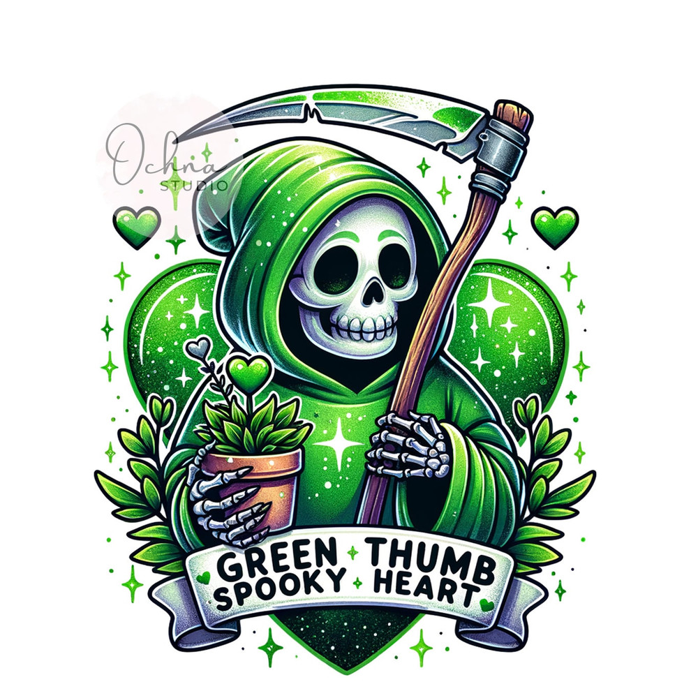 Green Thumb Spooky Heart PNG, I Love Plants Png, Snarky Skeleton Png, Sarcastic Png, Skeleton, Sublimation Designs, Digital Download PNG.jpg