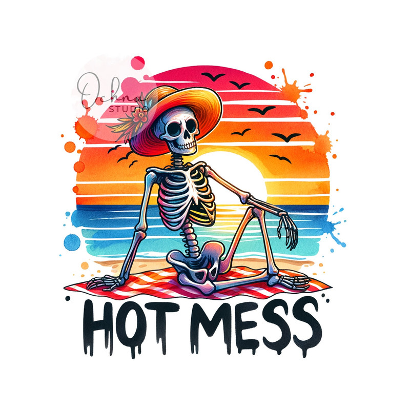Hot Mess Skeleton PNG, Summer Skeleton Clipart, Beach Skeleton Clipart, Sarcastic, Skeleton Png, Sublimation Designs, Digital Download PNG.jpg