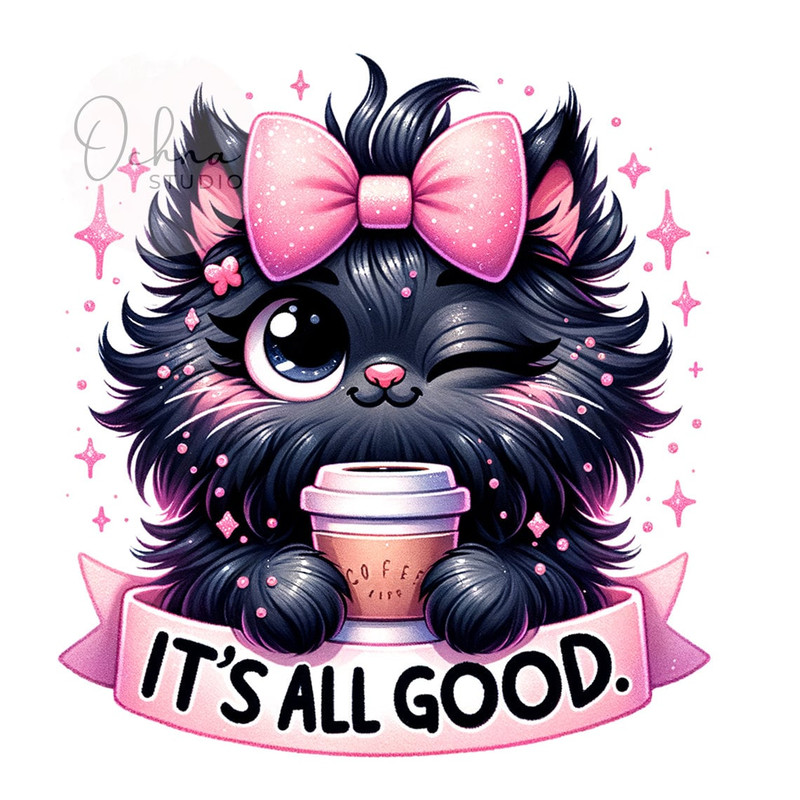 It's All Good PNG, Im Fine Cat Clipart, Whimsical Quirky Cat, Cat PNG, Angry Cat Png, Shirt Sublimation Design, Digital Download PNG.jpg