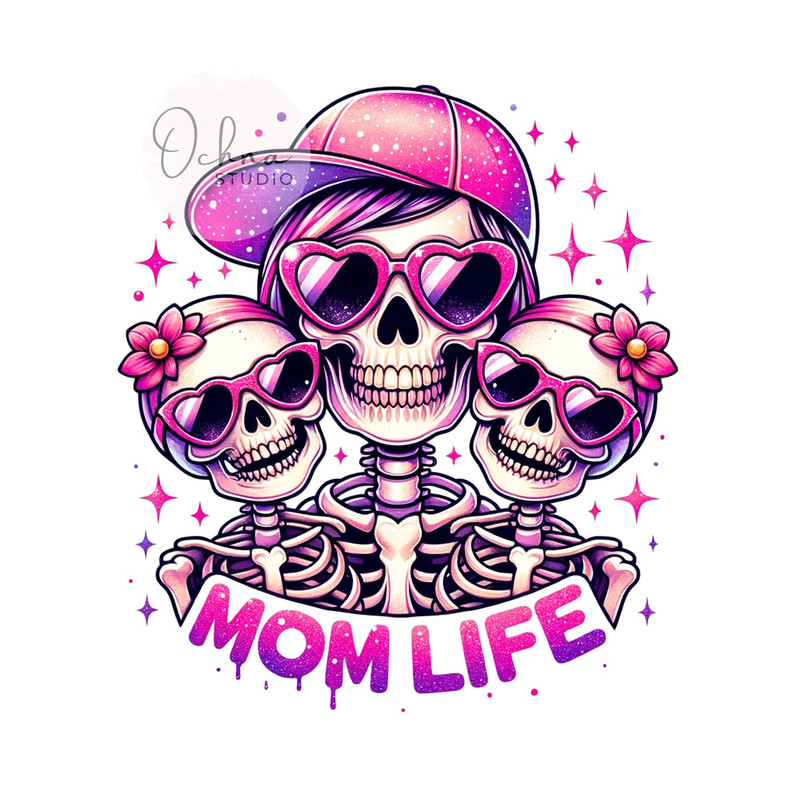 Mom Life PNG, Skeleton Mom Clipart, Mom Skull PNG Design, Mothers Day Clipart Designs, Shirt Sublimation, Digital Download PNG.jpg