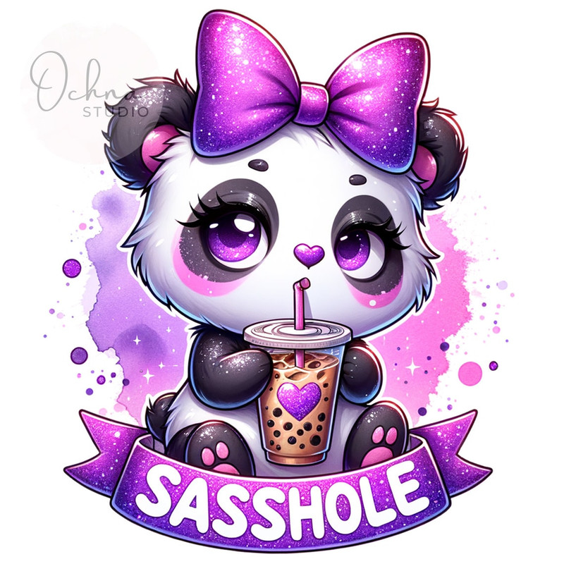 Sasshole Clipart, Sassy and Trashy PNG, Funny Panda Clipart, Cute Panda PNG, Boba png, Sublimation Design, Digital Download PNG.jpg