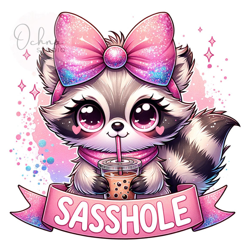 Sasshole Clipart, Sassy and Trashy PNG, Funny Raccoon and Opossum Clipart, Raccoon PNG, Coffee png, Sublimation Design, Digital Download PNG.jpg
