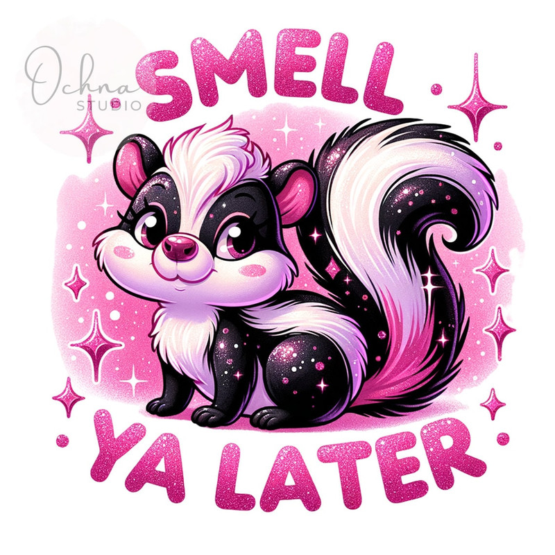 Smell Ya Later PNG, Whimsical Skunk Clipart, Funny Stay Trashy PNG, Opossum Clipart, Skunk Png, Sublimation Design, Digital Download PNG.jpg