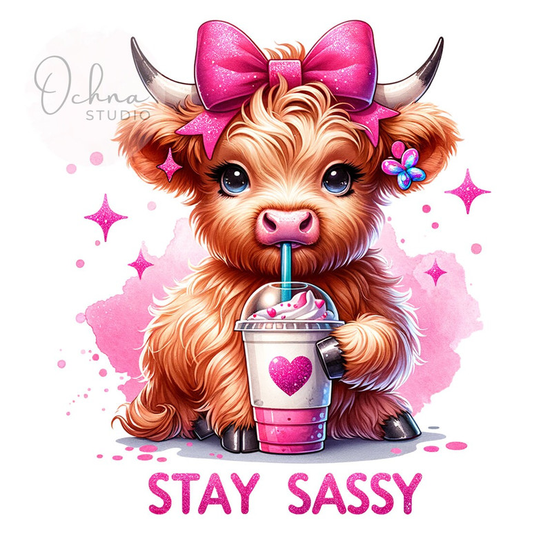 Stay Sassy Highland Cow PNG, Snarky Heifer Cow Clipart, Moody, Coffee Cow, Sassy Heifer, Sublimation Design, Digital Download PNG.jpg