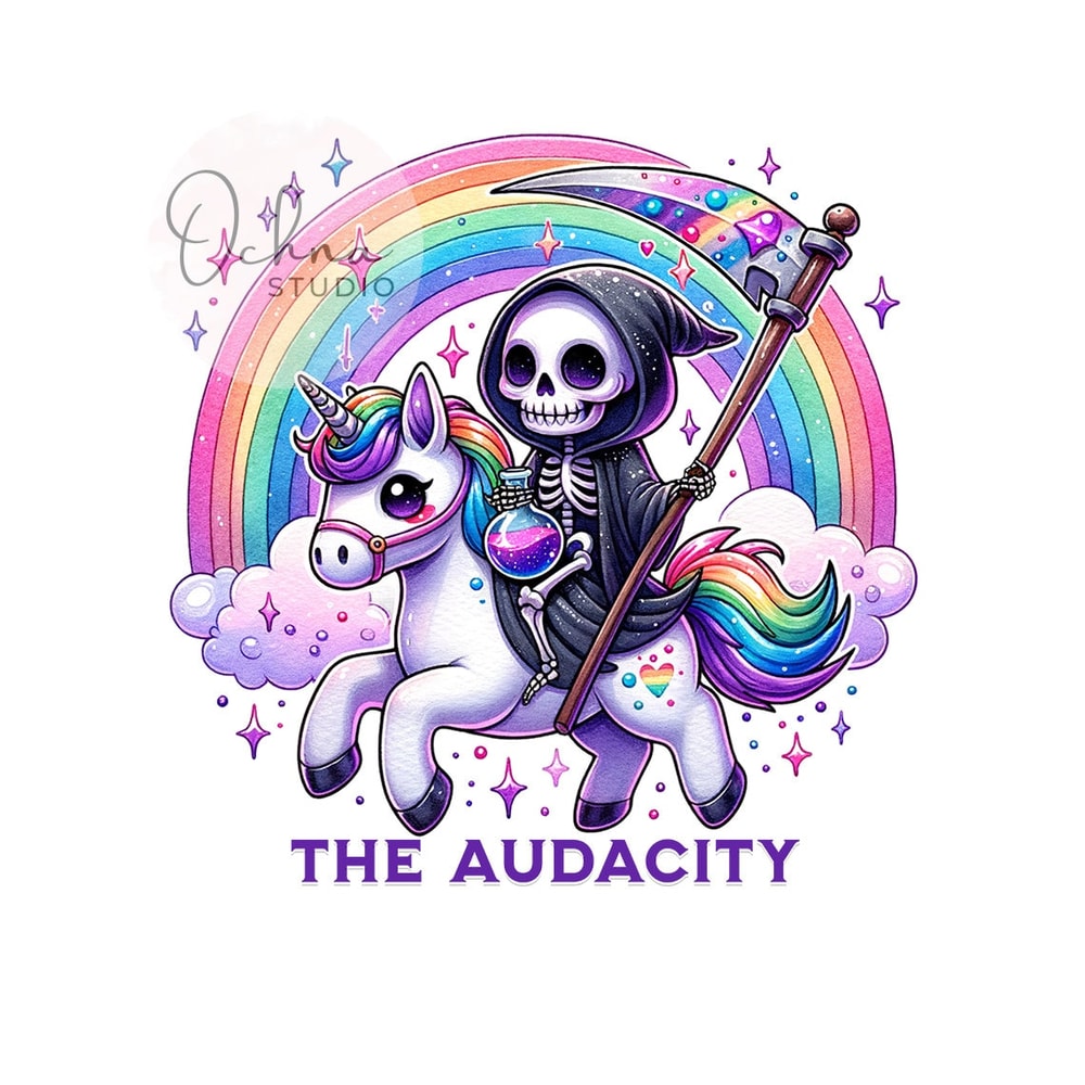 The Audacity Grim Reaper PNG, Unicorn Sarcastic Skeleton Sublimation Design, Snarky Skeleton Clipart,Shirt Sublimation, Digital Download PNG.jpg
