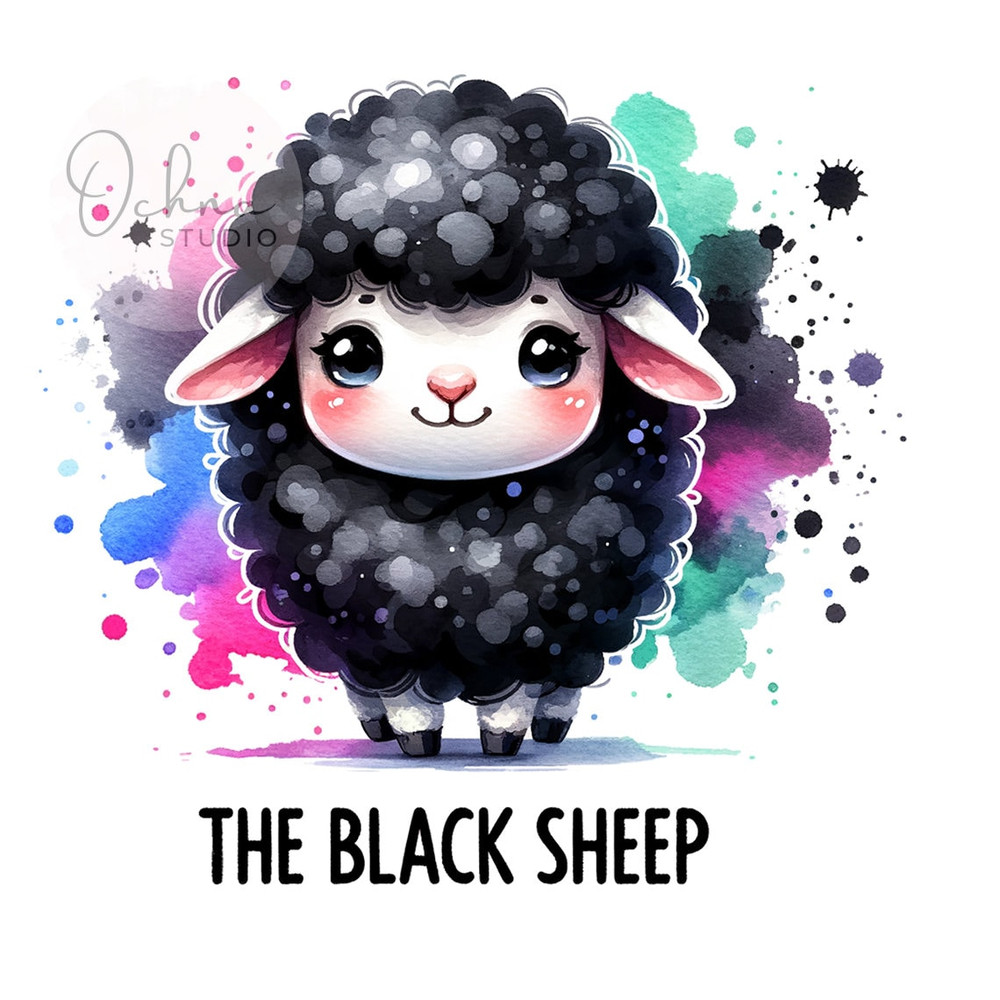 The Black Sheep PNG, Cute Sheep Clipart, Lamb Black Sheep Cute, Sheep Png, Sublimation Designs, Digital Download PNG.jpg