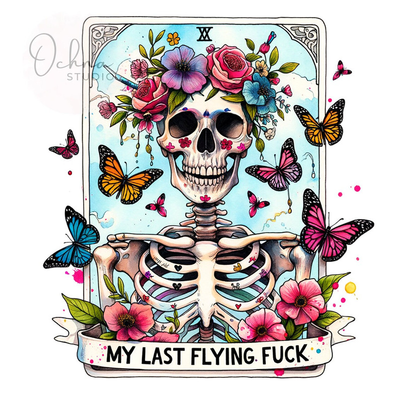 The Last Flying Fuck Funny Tarot Card PNG, Sarcastic Sweary Skeleton, Sassy Witchy, Tarot Card PNG, Shirt Sublimation, Digital Download PNG.jpg
