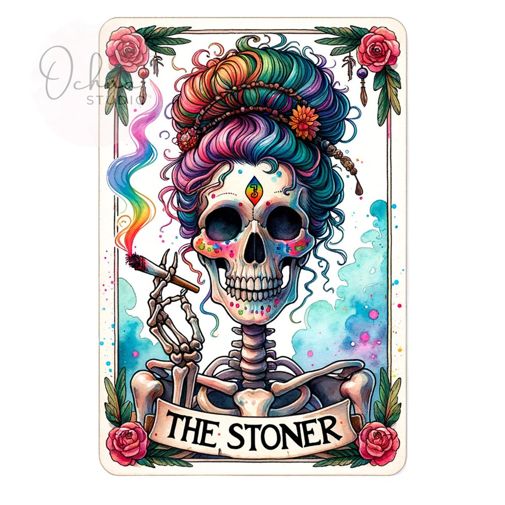 The Stoner Skeleton Tarot Card PNG, Sarcastic Sweary Skeleton, Sassy Witchy, Tarot Card PNG, Shirt Sublimation, Digital Download PNG 1.jpg