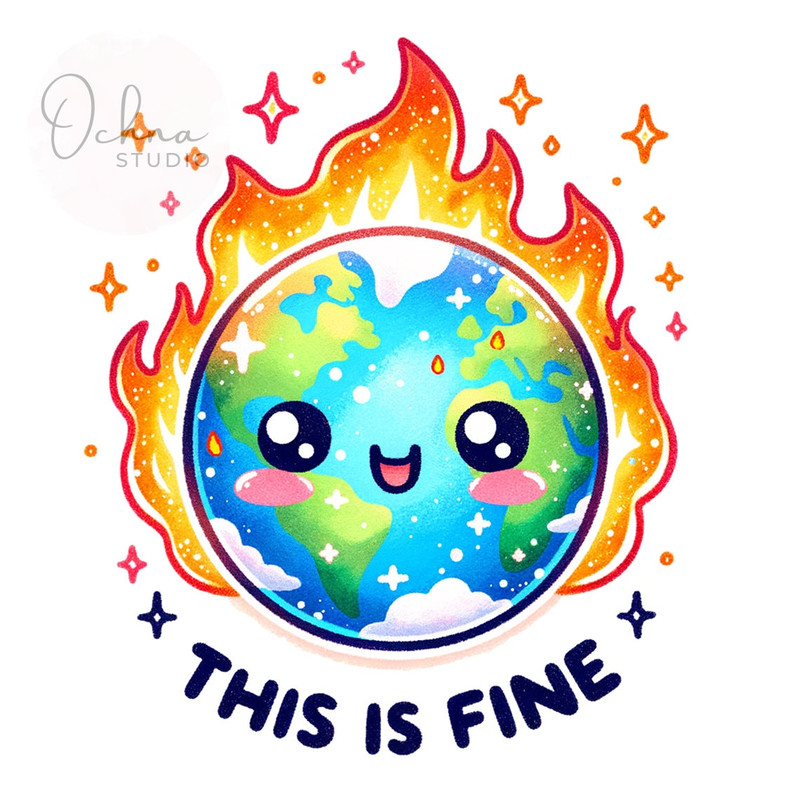 This is Fine PNG, Sarcastic Sassy Clipart, Sarcasm Png, Earth on Fire Clipart, Sarcasm Png, Sublimation Designs, Digital Download PNG.jpg