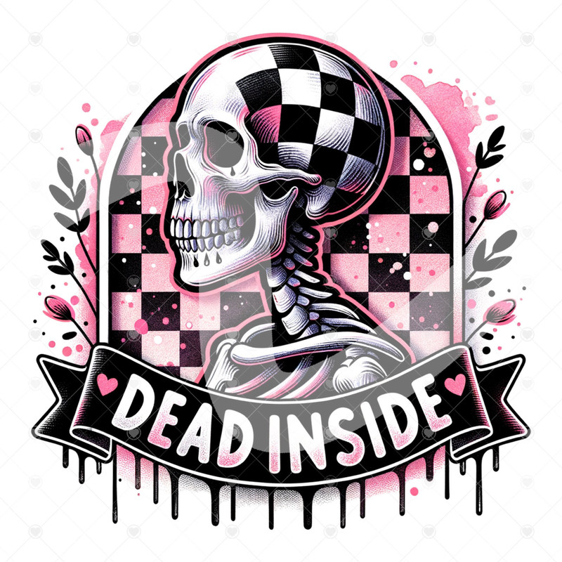 Anti-Valentine's Clipart, Shirt Sublimation Design, Digital Download, PNG Instant DIGITAL ONLY, Tshirt Design, Checkered Print, Dead Inside.jpg